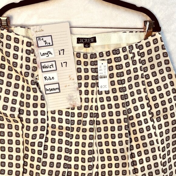 J. Crew Pleated Prep Mini Skirt in Foulard Print Ivory & Cream Sz 10 Preppy NWT - Picture 9 of 13